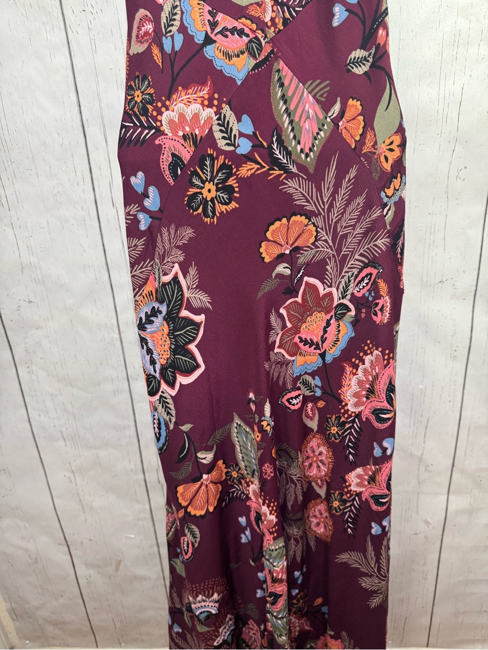 Maurices Burgundy Floral Maxi Dress Boho Cottagecore Slip Dress Whimsical M - Picture 10 of 16